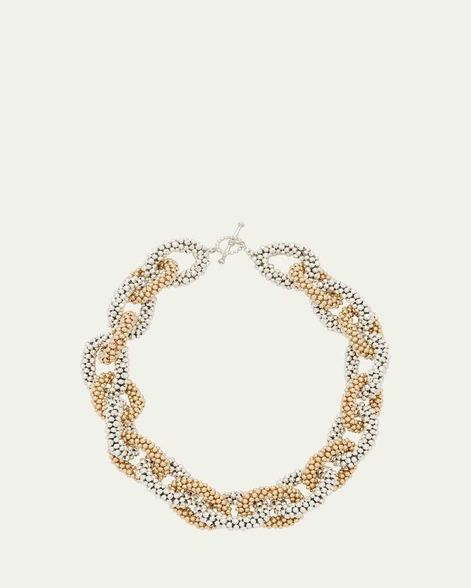 Sterling Silver and 14K Gold Link Necklace